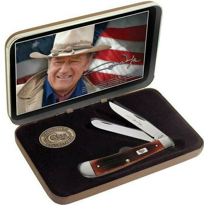 Case XX John Wayne Gift Set Pocket Knife Stainless Blades Dark Red Bone Handle -Case Cutlery - Survivor Hand Precision Knives & Outdoor Gear Store