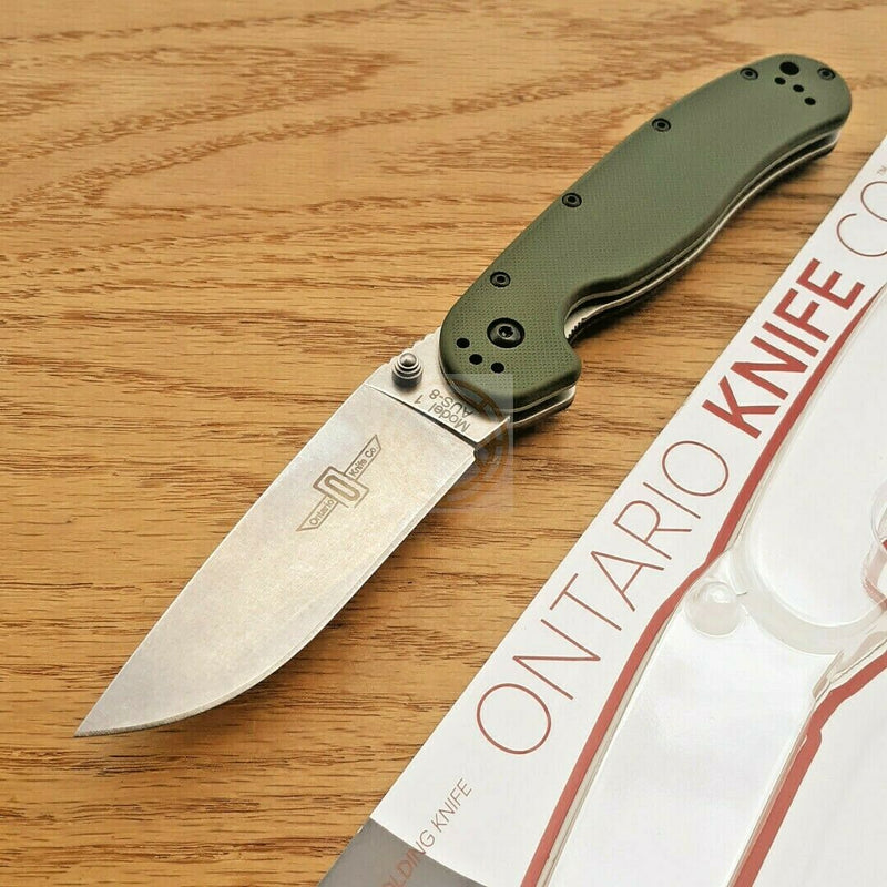 Ontario RAT I Linerlock Folding Knife 3.5" AUS-8 Steel Blade Green Nylon Handle 8874TC -Ontario - Survivor Hand Precision Knives & Outdoor Gear Store