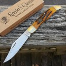 Hunter's Classic NAHC Folding Knife Stainless 4" Blade Orange Jigged Bone Handle 1730 -Miscellaneous - Survivor Hand Precision Knives & Outdoor Gear Store