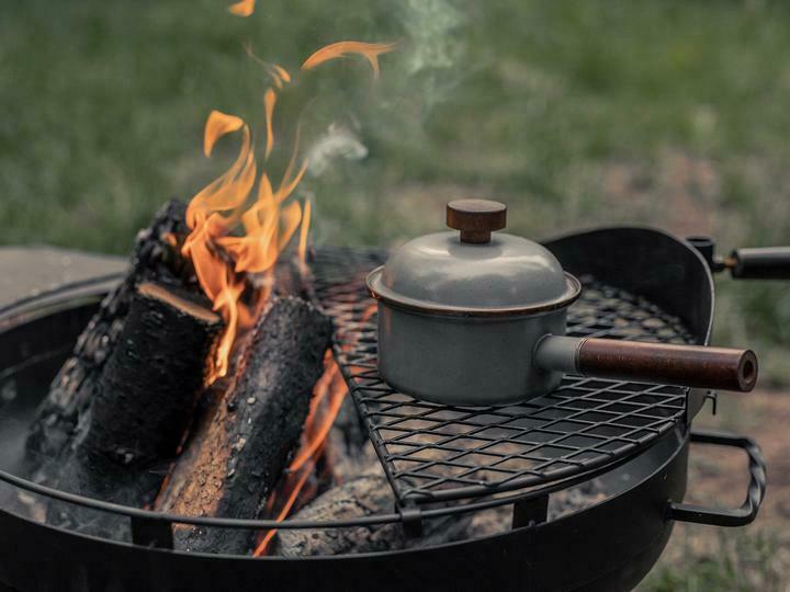 Barebones Living Enamel Saucepan Stainless Trim/Cooper-Like Patina/Steel Core Walnut Accents RE377 -Barebones Living - Survivor Hand Precision Knives & Outdoor Gear Store