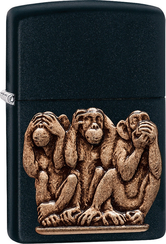 Zippo Lighter Three Monkeys Windproof Refillabl Metal Dimensions: 1.44" x 2.25" Made In USA 12288 -Zippo - Survivor Hand Precision Knives & Outdoor Gear Store