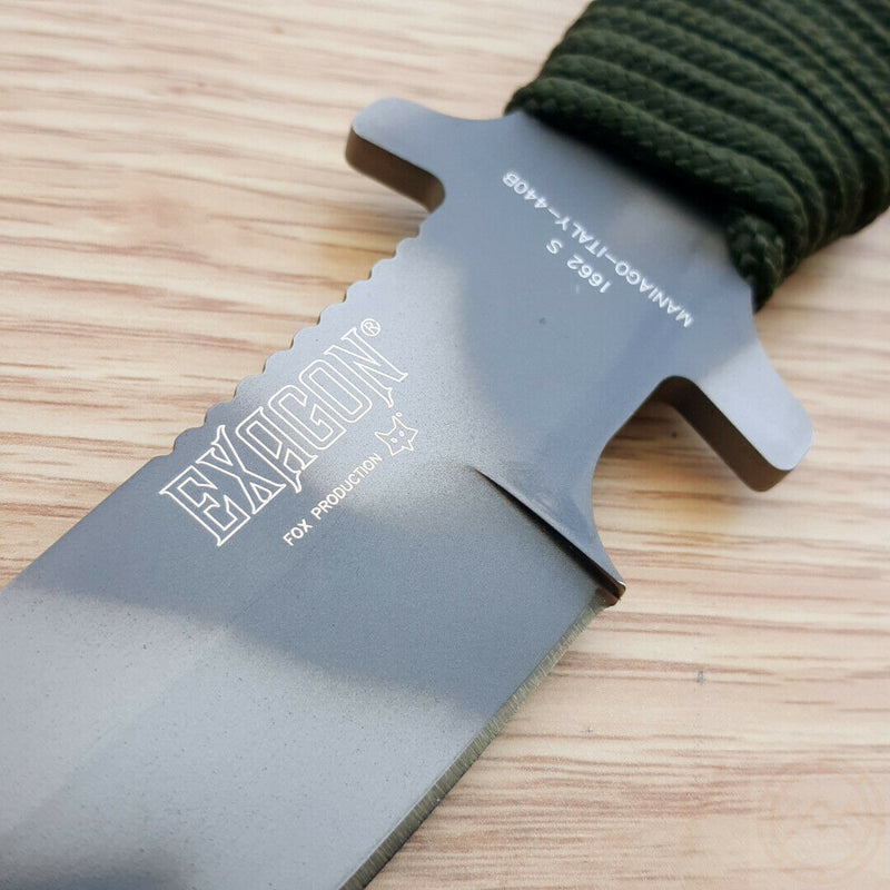 Fox Exagon Fixed Knife 6.75" PTFE Coated 440 Steel Blade Cord Wrapped Handle 1662S -Fox - Survivor Hand Precision Knives & Outdoor Gear Store