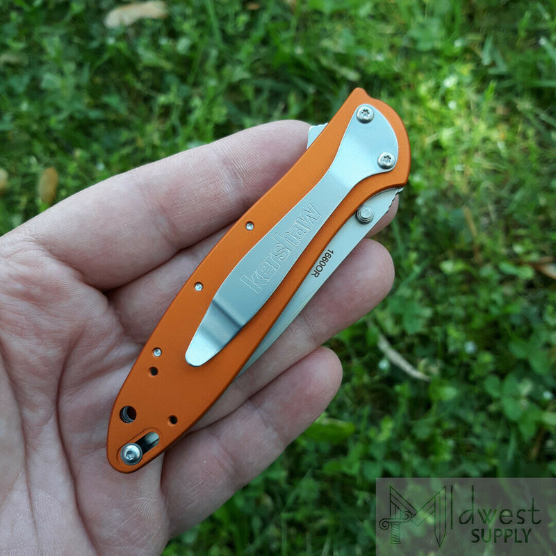 Kershaw Leek Folding Knife 3" 14C28N Steel Blade Orange Anodized Aluminum Handle 1660OR -Kershaw - Survivor Hand Precision Knives & Outdoor Gear Store