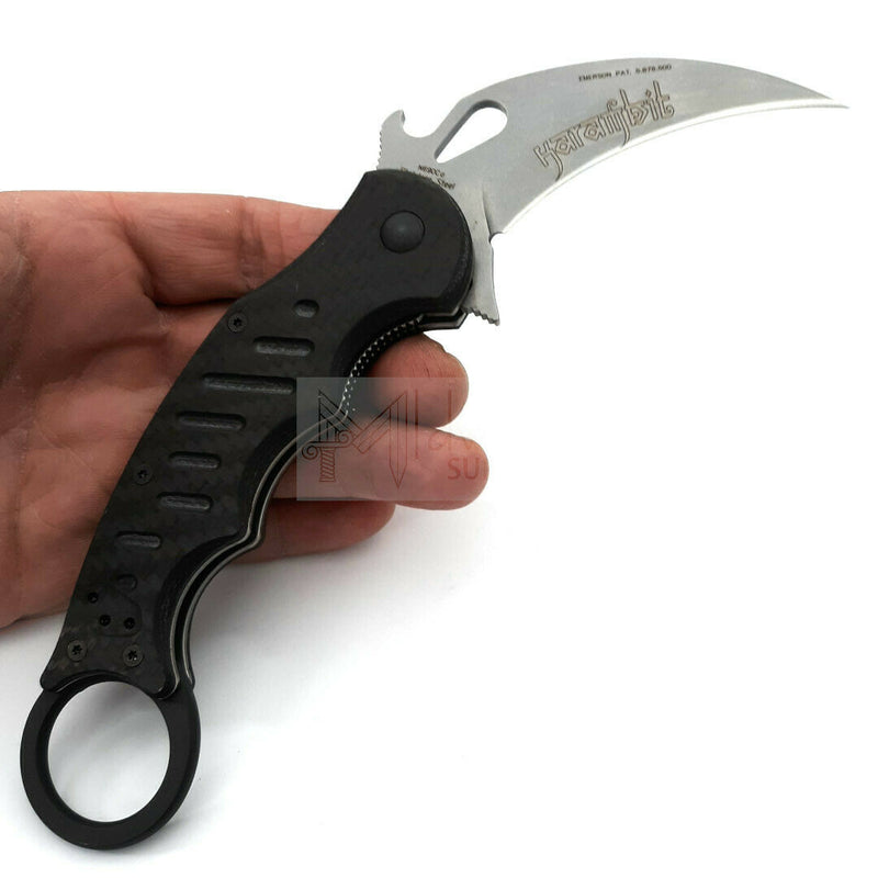 Fox Karambit Linerlock Folding Knife 3" Stonewash Bohler N690 Steel Blade G10/Carbon Fiber Handle 479CG10SW -Fox - Survivor Hand Precision Knives & Outdoor Gear Store