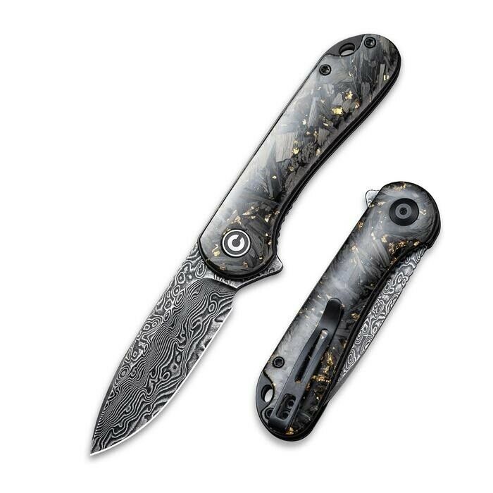 Civivi Elementum Liner Folding Knife 3" Damascus Steel Blade Carbon Fiber Handle 907CDS1 -Civivi - Survivor Hand Precision Knives & Outdoor Gear Store