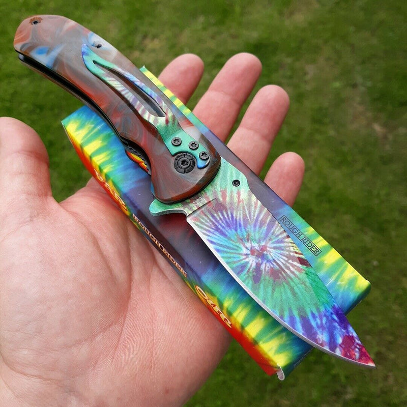 Rough Ryder Tie Dye Folding Knife 3.25" Stainless Steel Blade Synthetic Handle 1909 -Rough Ryder - Survivor Hand Precision Knives & Outdoor Gear Store