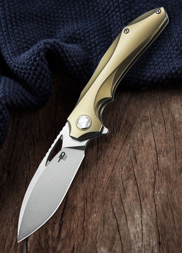 Bestech Knives ESKRA Frame Folding Knife 3.5" Bohler M390 Steel Blade Gold Titanium Handle 1813D -Bestech Knives - Survivor Hand Precision Knives & Outdoor Gear Store