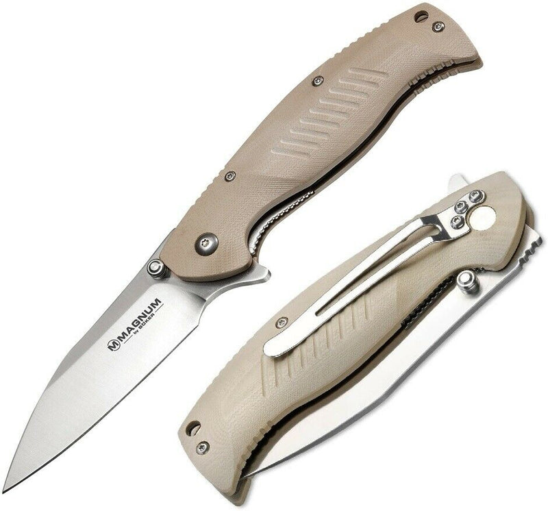 Boker Magnum Delta Whiskey Folding Knife 3.5" 440 Steel Blade Tan G10 Handle 01MB703 -Boker Magnum - Survivor Hand Precision Knives & Outdoor Gear Store