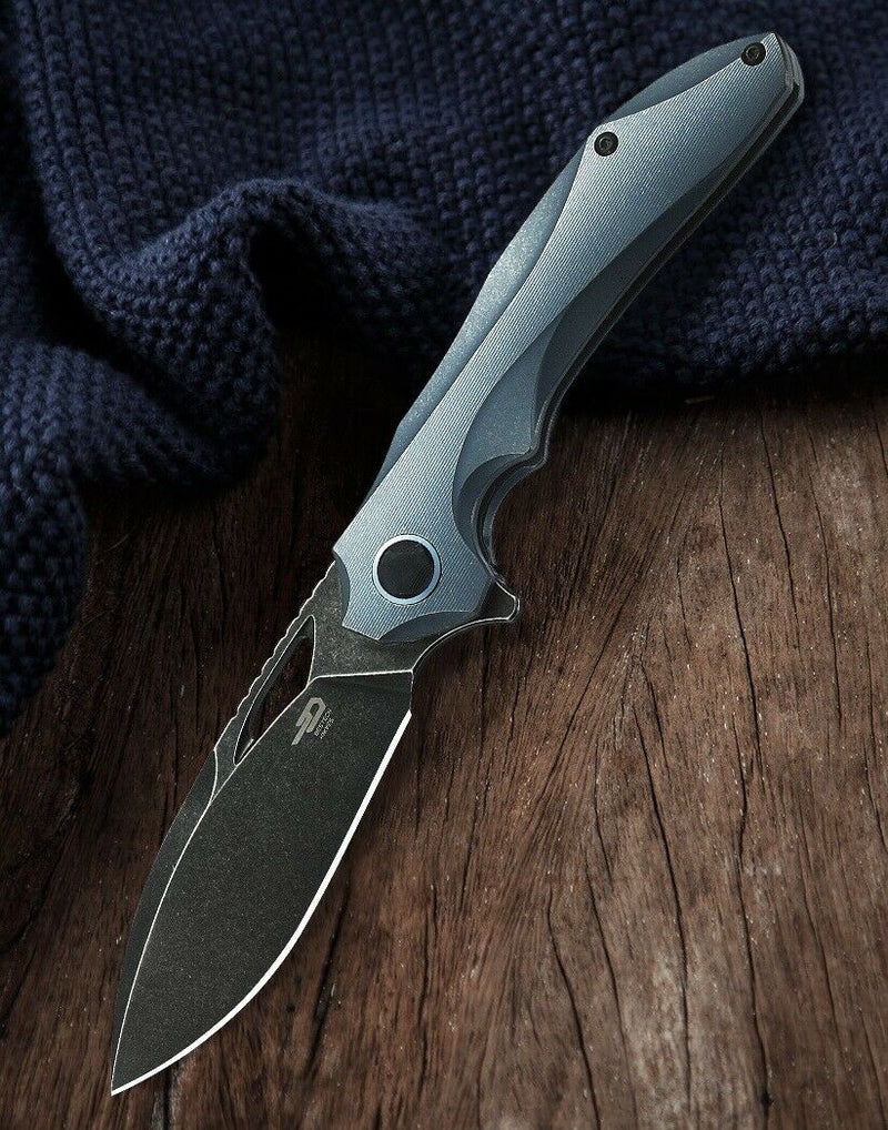 Bestech Knives ESKRA Frame Folding Knife 3.5" Bohler M390 Steel Blade Blue Titanium Handle 1813B -Bestech Knives - Survivor Hand Precision Knives & Outdoor Gear Store