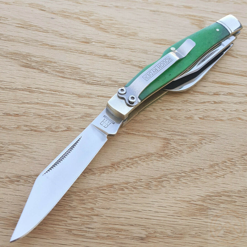 Rough Ryder Working Man Pocket Knife 440 Steel Blades Green Smooth Bone Handle 1958 -Rough Ryder - Survivor Hand Precision Knives & Outdoor Gear Store