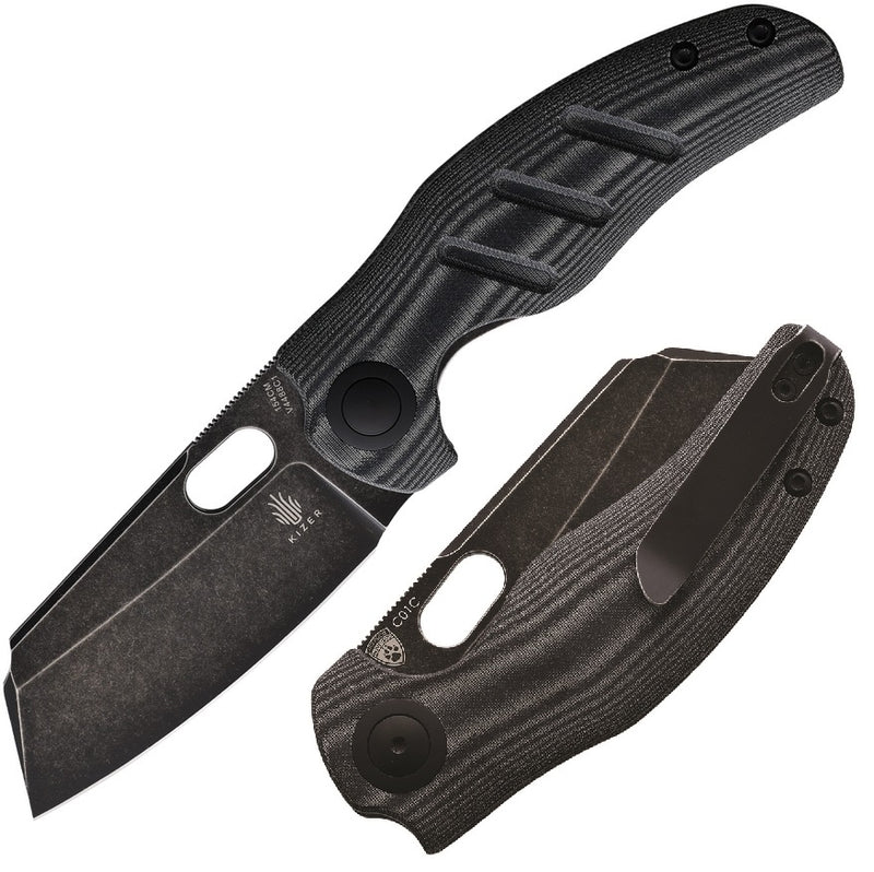 Kizer Cutlery C01C Linerlock Folding Knife 3.5" 154CM Steel Blade Black / Gray Micarta Handle 4488C1 -Kizer Cutlery - Survivor Hand Precision Knives & Outdoor Gear Store