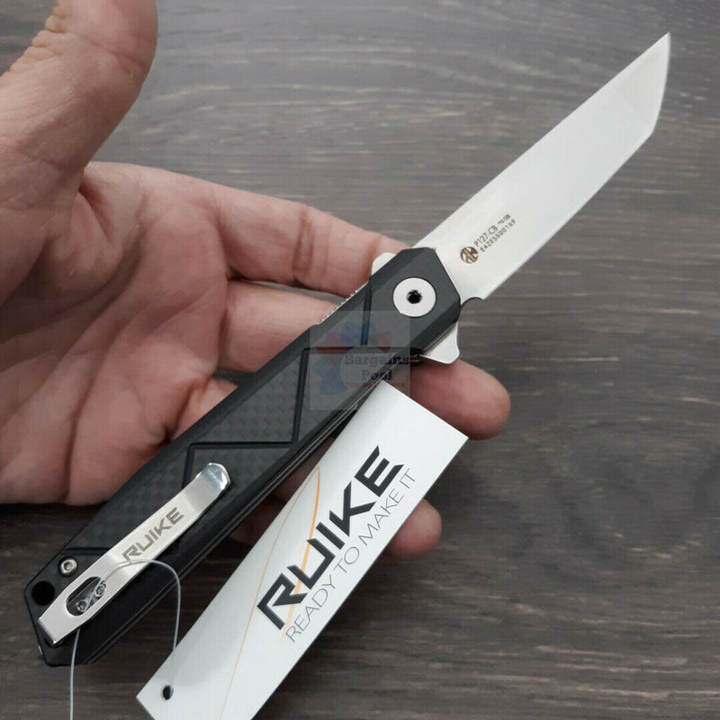 RUIKE P127 Linerlock Folding Knife 3.75" Sandvik 14C28N Steel Tanto Blade Carbon Fiber Handle P127CB -RUIKE - Survivor Hand Precision Knives & Outdoor Gear Store