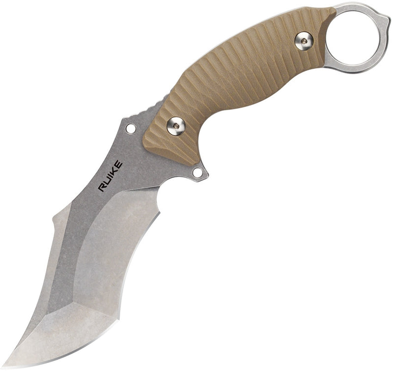 RUIKE F181 Fixed Knife 4.5" 14C28N Sandvik Steel Full Tang Blade Sculpted Tan G10 Handle 181W -RUIKE - Survivor Hand Precision Knives & Outdoor Gear Store