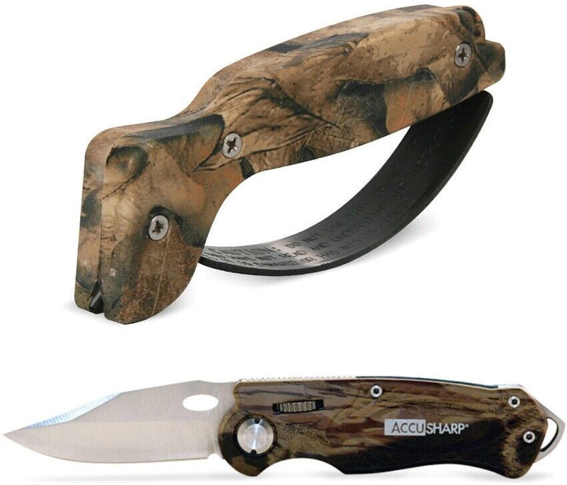 AccuSharp Wheel Lock/Sharpener Combo Folding Knife 2.5" Stainless Blade Camo Aluminum 042C -AccuSharp - Survivor Hand Precision Knives & Outdoor Gear Store