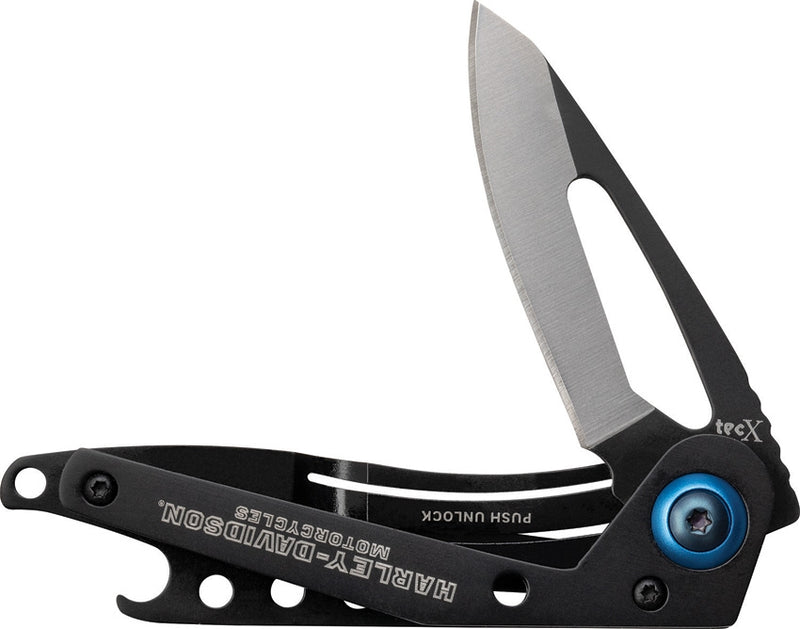 Case XX Harley TecX Framelock Folding Knife 2.5" Stainless Steel Blade Black Stainless Handle 52222 -Case Cutlery - Survivor Hand Precision Knives & Outdoor Gear Store