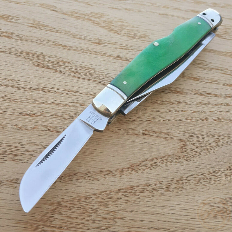 Rough Ryder Working Man Pocket Knife 440 Steel Blades Green Smooth Bone Handle 1958 -Rough Ryder - Survivor Hand Precision Knives & Outdoor Gear Store