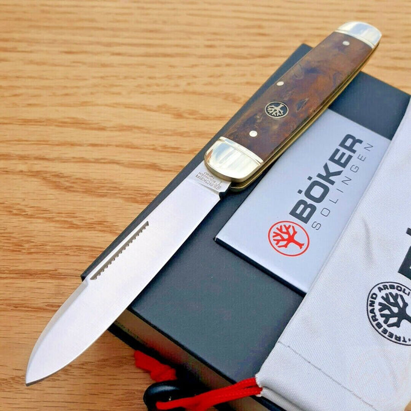 Boker Cattle Folding Knife Bohler N690 Steel Blade Curly Birch Handle 110910 -Boker - Survivor Hand Precision Knives & Outdoor Gear Store