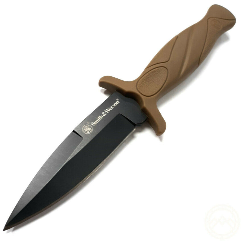 Smith & Wesson Boot Knife 3" Stainless Steel Blade Tan Rubber Handle 1100072 -Smith & Wesson - Survivor Hand Precision Knives & Outdoor Gear Store