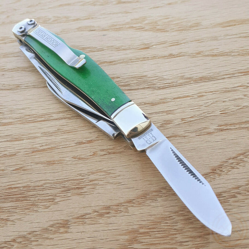 Rough Ryder Working Man Pocket Knife 440 Steel Blades Green Smooth Bone Handle 1958 -Rough Ryder - Survivor Hand Precision Knives & Outdoor Gear Store