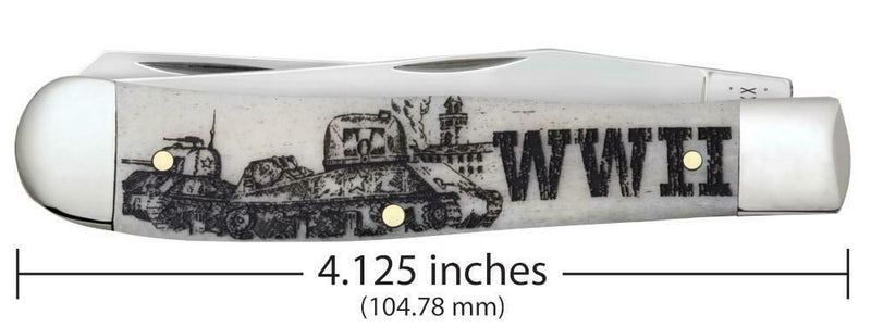 Case XX WWII Trapper Pocket Knife Stainless Steel Blades Natural Bone Handle 50950 -Case Cutlery - Survivor Hand Precision Knives & Outdoor Gear Store