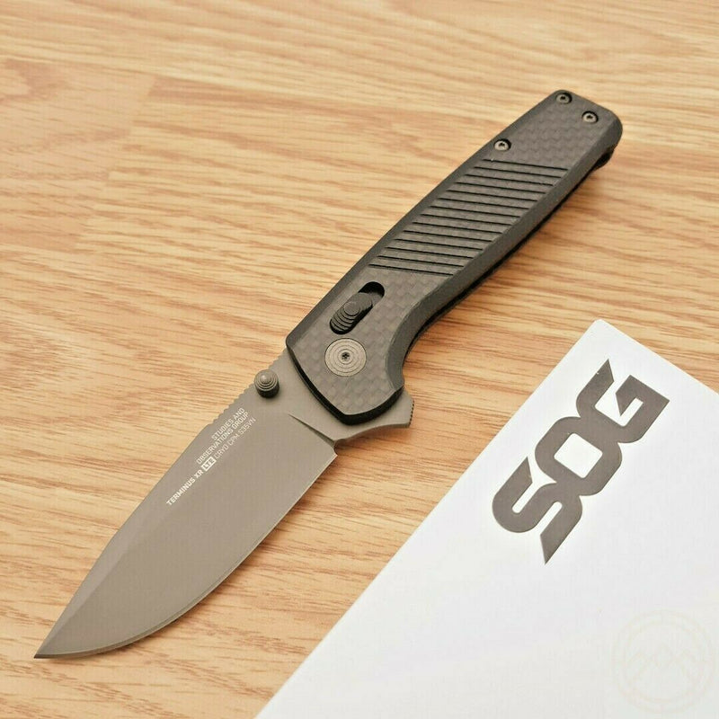 SOG Terminus LTE XR Lock Folding Knife 3" S35VN Stainless Blade Black Carbon Fiber Handle 1032BX -SOG - Survivor Hand Precision Knives & Outdoor Gear Store