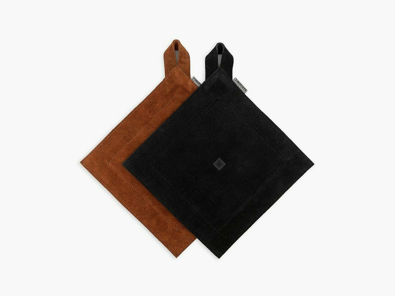 Barebones Living Leather Hot Pad Black / Terracotta Dimensions: 7.375" x 7.375" E411 -Barebones Living - Survivor Hand Precision Knives & Outdoor Gear Store