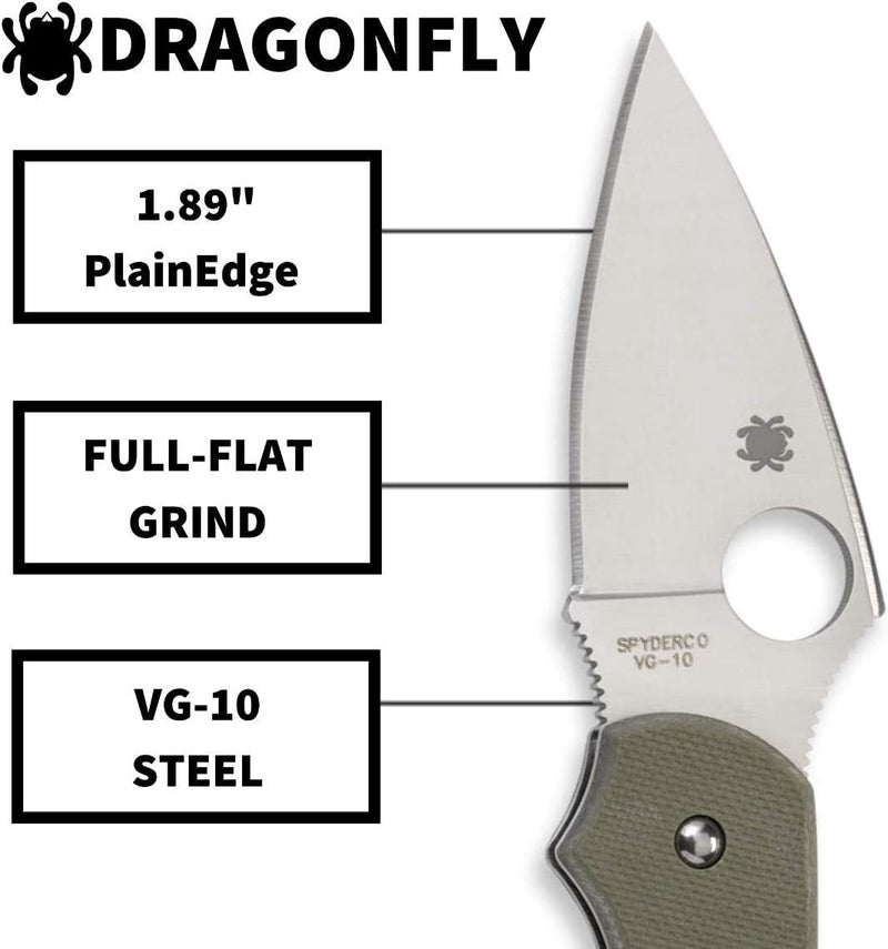 Spyderco Dragonfly Folding Knife VG-10 Steel Blade Green G10 Handle C28GPFG -Spyderco - Survivor Hand Precision Knives & Outdoor Gear Store