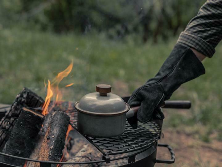 Barebones Living Enamel Saucepan Stainless Trim/Cooper-Like Patina/Steel Core Walnut Accents RE377 -Barebones Living - Survivor Hand Precision Knives & Outdoor Gear Store