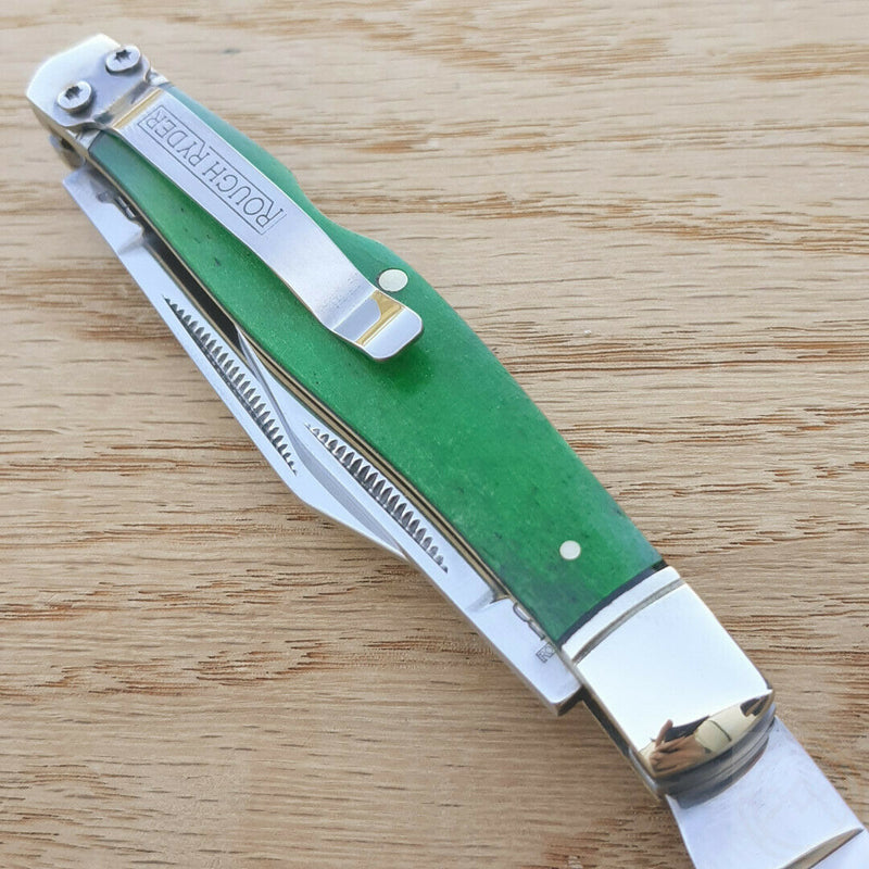 Rough Ryder Working Man Pocket Knife 440 Steel Blades Green Smooth Bone Handle 1958 -Rough Ryder - Survivor Hand Precision Knives & Outdoor Gear Store