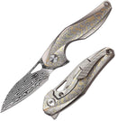 Bestech Knives Reticulan Folding Knife 2" Damascus Steel Blade Gray Titanium Handle 1810K -Bestech Knives - Survivor Hand Precision Knives & Outdoor Gear Store