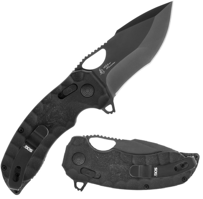 SOG Kiku LTE XR Lock Folding Knife 3" CTS-XHP Steel Blade Black Canvas Micarta Handle -SOG - Survivor Hand Precision Knives & Outdoor Gear Store