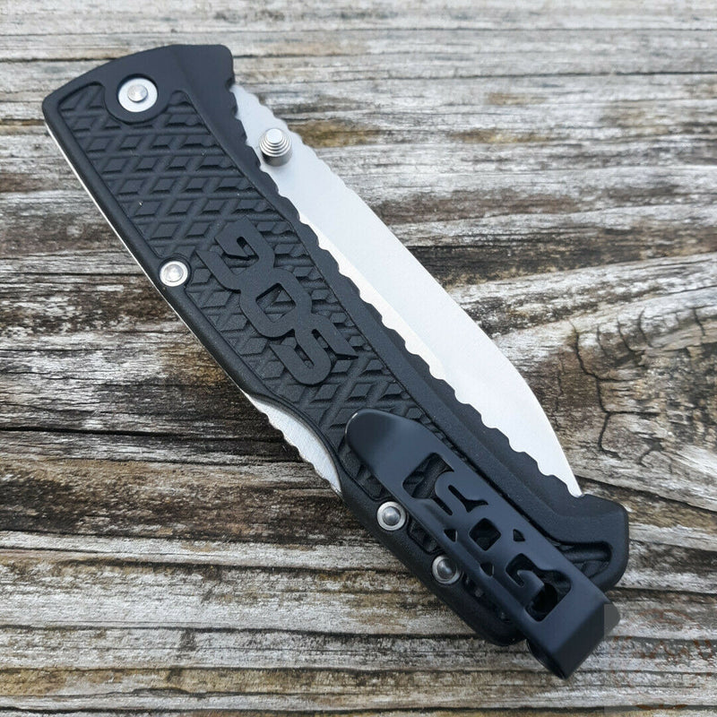 SOG Traction Lockback Folding Knife 3.5" 5Cr13MoV Steel Blade Black GRN Handle TD1012BX5821 -SOG - Survivor Hand Precision Knives & Outdoor Gear Store