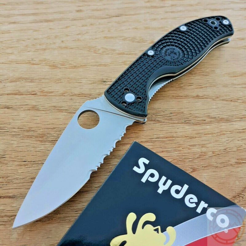 Spyderco Tenacious Linerlock Folding Knife 3.38" Part Serrated 8Cr13MoV Steel Blade FRN Handle C122PSBK -Spyderco - Survivor Hand Precision Knives & Outdoor Gear Store