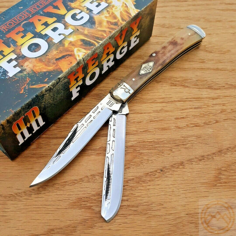 Rough Ryder Heavy Trapper Pocket Knife Carbon Steel Blades Smooth Bone Handle 1976 -Rough Ryder - Survivor Hand Precision Knives & Outdoor Gear Store