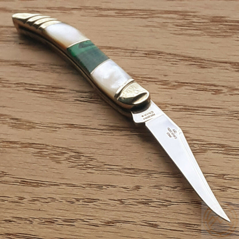 Rough Ryder Stoneworx Folding Knife Stainless Toothpick Blade Malachite Pearl Handle 2034 -Rough Ryder - Survivor Hand Precision Knives & Outdoor Gear Store