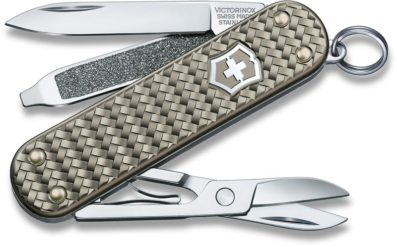 Victorinox Classic Precious Multi Tool Pocket Knife Gray Woven Alox Handle 062214031G -Victorinox - Survivor Hand Precision Knives & Outdoor Gear Store