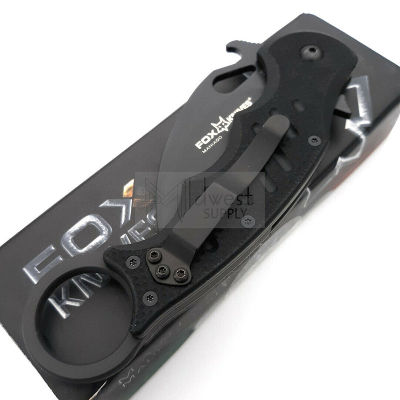 Fox Folding Karambit Pocket Knife N690Co Vanadium Steel 3.1" Blade Milled Black G10 Handle 479 -Fox - Survivor Hand Precision Knives & Outdoor Gear Store