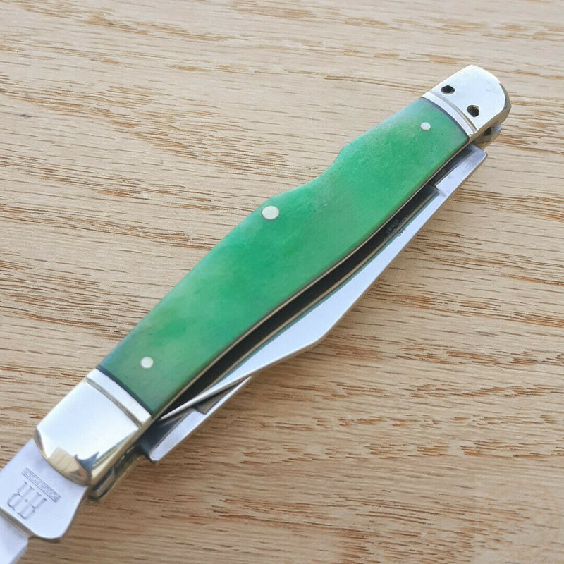 Rough Ryder Working Man Pocket Knife 440 Steel Blades Green Smooth Bone Handle 1958 -Rough Ryder - Survivor Hand Precision Knives & Outdoor Gear Store