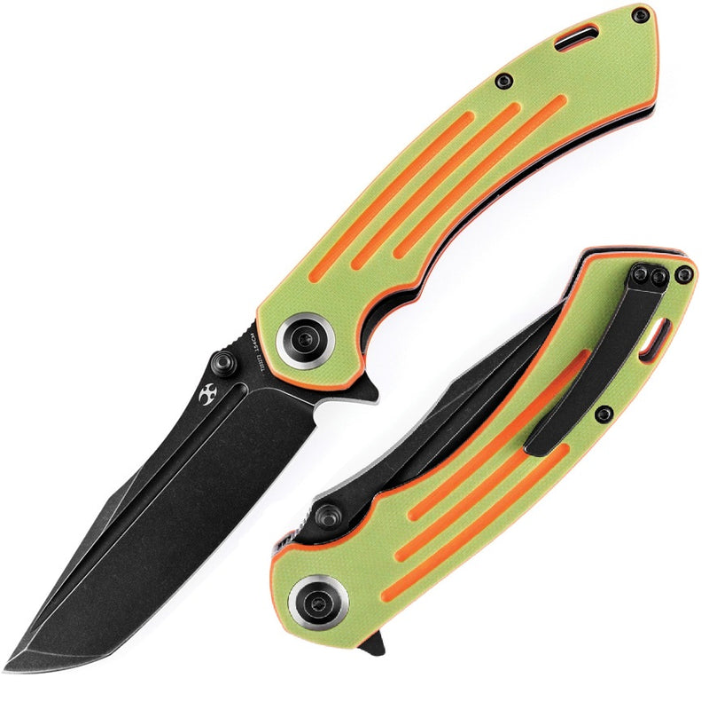 Kansept Knives Pretatout Linerlock Folding Knife 3.5" 154CM Steel Tanto Blade Green/Org G10 Handle 1032T2 -Kansept Knives - Survivor Hand Precision Knives & Outdoor Gear Store