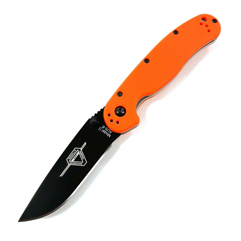 Ontario RAT II Linerlock Folding Knife 3" AUS-8 Stainless Blade Orange Handle 8861OR -Ontario - Survivor Hand Precision Knives & Outdoor Gear Store