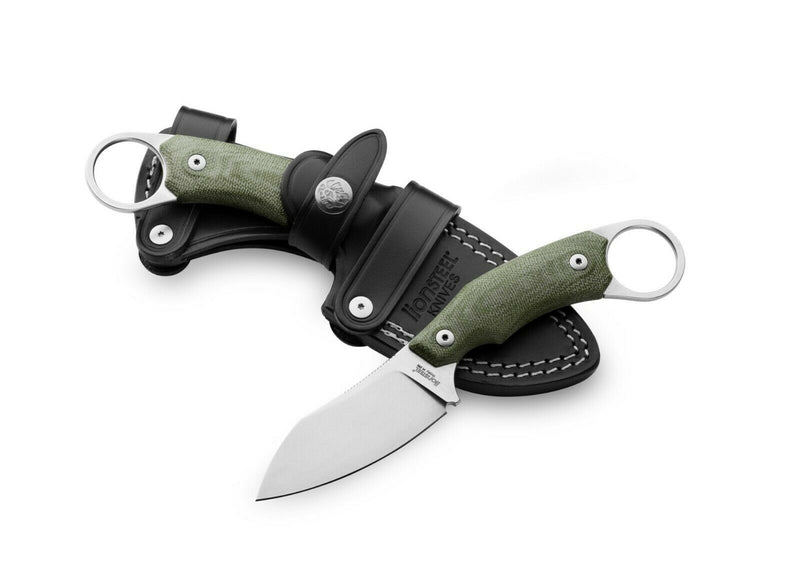 LionSTEEL H1 Skinner Fixed Knife 2.95" M390 Steel Blade Green Canvas Handle H1CVG -LionSTEEL - Survivor Hand Precision Knives & Outdoor Gear Store