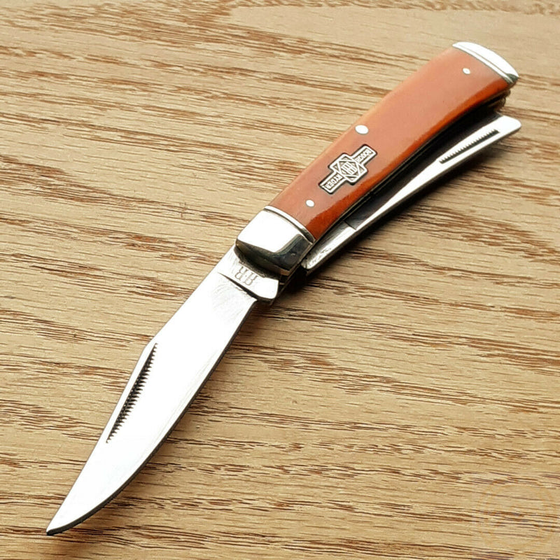 Rough Ryder Trapper Pocket Knife Stainless Steel Blades Orange Smooth Bone Handle 073 -Rough Ryder - Survivor Hand Precision Knives & Outdoor Gear Store