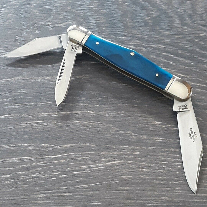 Rough Ryder Whittler Pocket Knife 440 Stainless Razor Blades Blue Bone Handle 1948 -Rough Ryder - Survivor Hand Precision Knives & Outdoor Gear Store