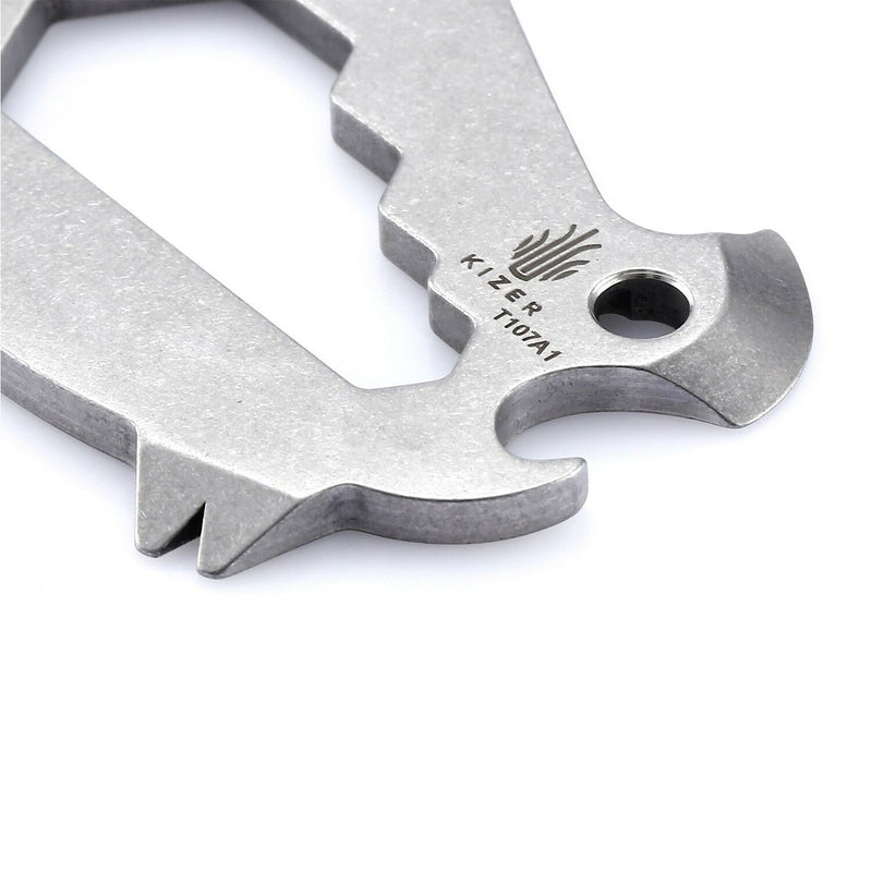 Kizer Peccary Single Piece Satin Stainless Steel Key Chain Sized Tool 6 Function T107A1 -Kizer Cutlery - Survivor Hand Precision Knives & Outdoor Gear Store