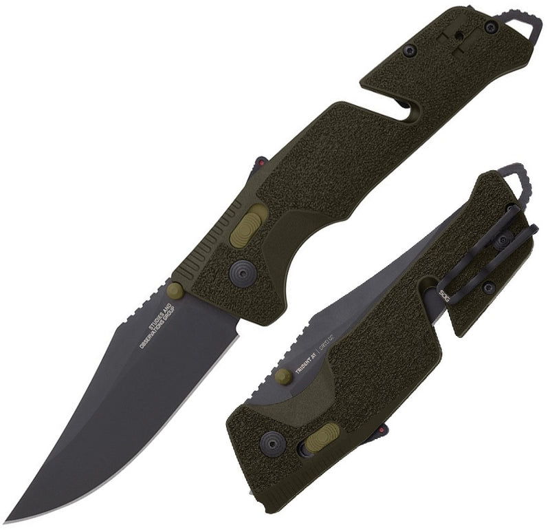 SOG Trident MK3 AT-XR Lock A/O Folding Knife 3.75" D2 Tool Steel Blade OD Green GRN Handle 11120357 -SOG - Survivor Hand Precision Knives & Outdoor Gear Store