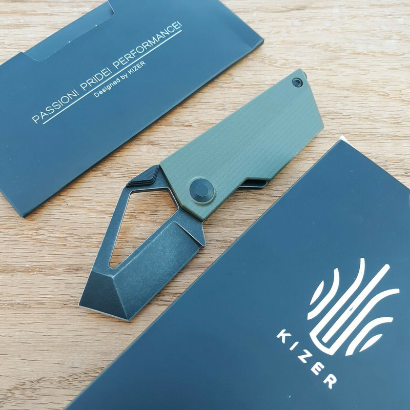 Kizer Cutlery Cyber Folding Knife 2.16 Bohler M390 Steel Blade, Green G10 Handle V2563A1 -Kizer Cutlery - Survivor Hand Precision Knives & Outdoor Gear Store
