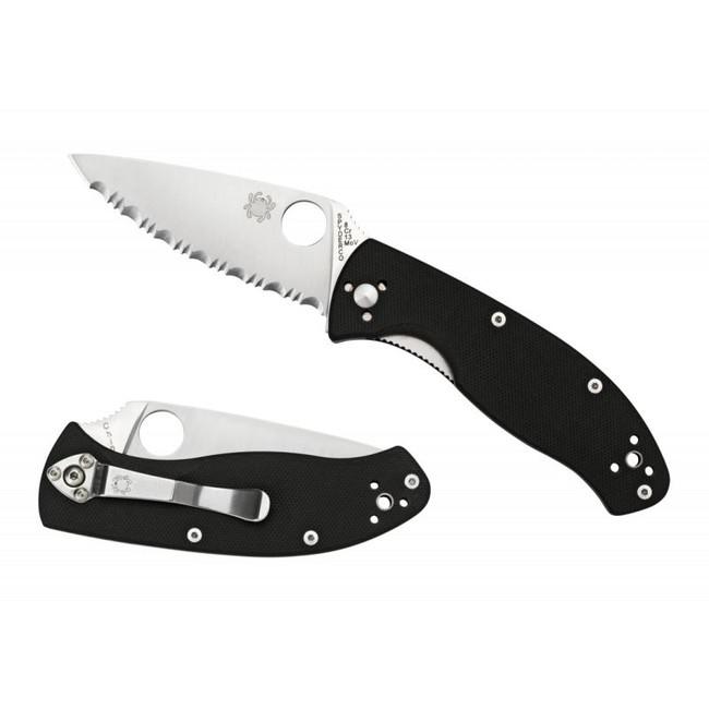 Spyderco Tenacious Knife 3.38" Serrated 8Cr13Mov Steel Blade Black G10 Handle C122GS -Spyderco - Survivor Hand Precision Knives & Outdoor Gear Store