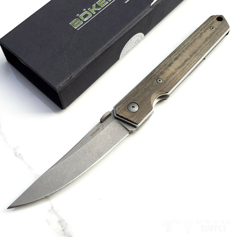 Boker Plus Kwaiken Folding Knife 3 ½" AUS8 Steel Blade and Green Micarta Handle 01BO291 -Boker Plus - Survivor Hand Precision Knives & Outdoor Gear Store