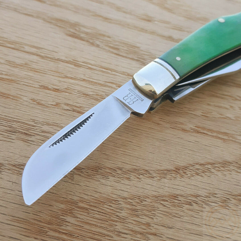 Rough Ryder Working Man Pocket Knife 440 Steel Blades Green Smooth Bone Handle 1958 -Rough Ryder - Survivor Hand Precision Knives & Outdoor Gear Store