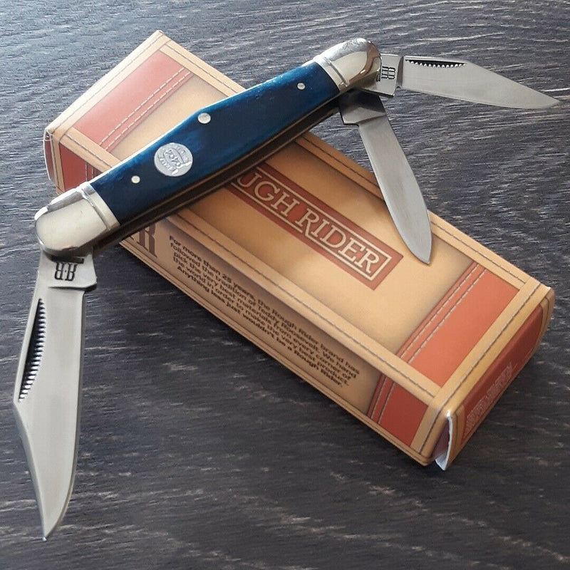 Rough Ryder Whittler Pocket Knife 440 Stainless Razor Blades Blue Bone Handle 1948 -Rough Ryder - Survivor Hand Precision Knives & Outdoor Gear Store